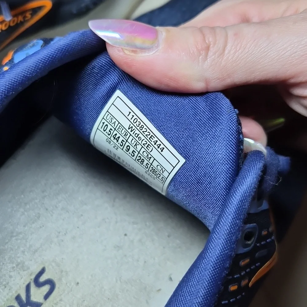 Men's Athletic Running Shoes - Navy with Orange Accents 10.5